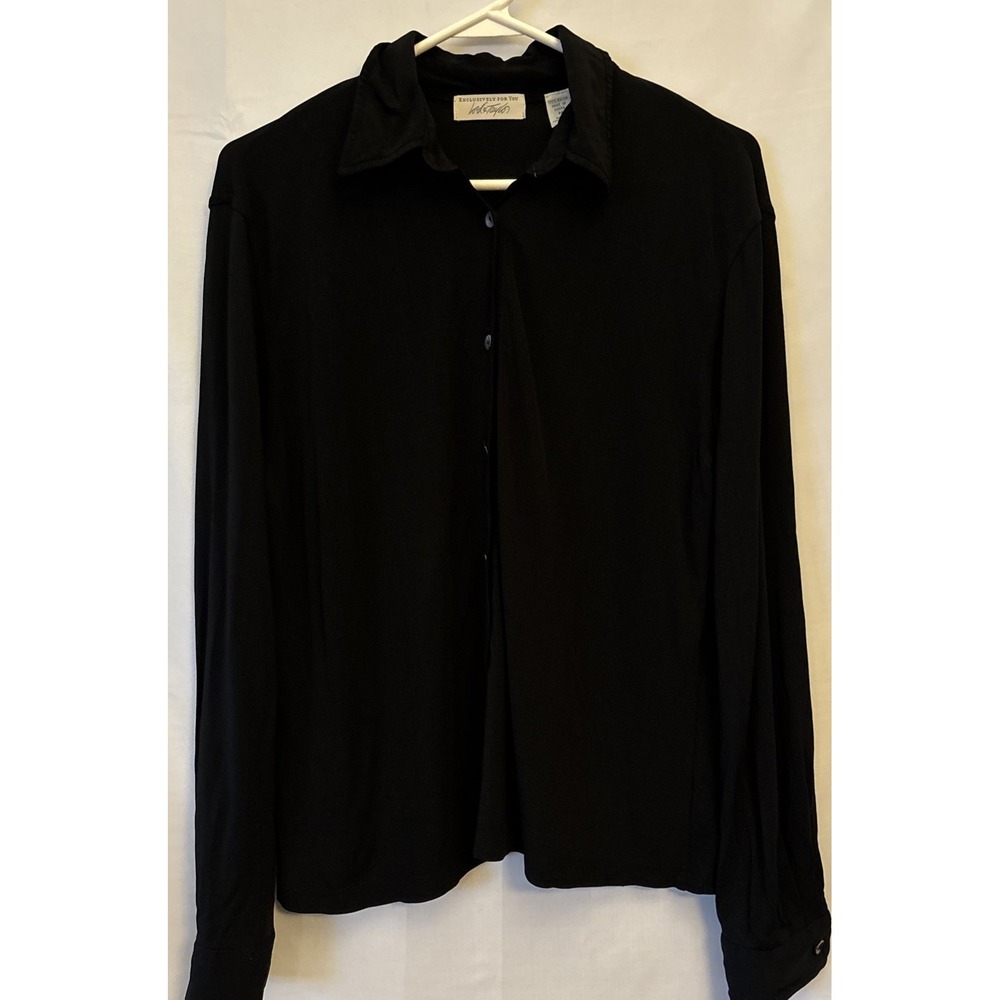 Exclusive for you Lord &Taylor Woman's Black Button Down Blouse 100% Rayon M